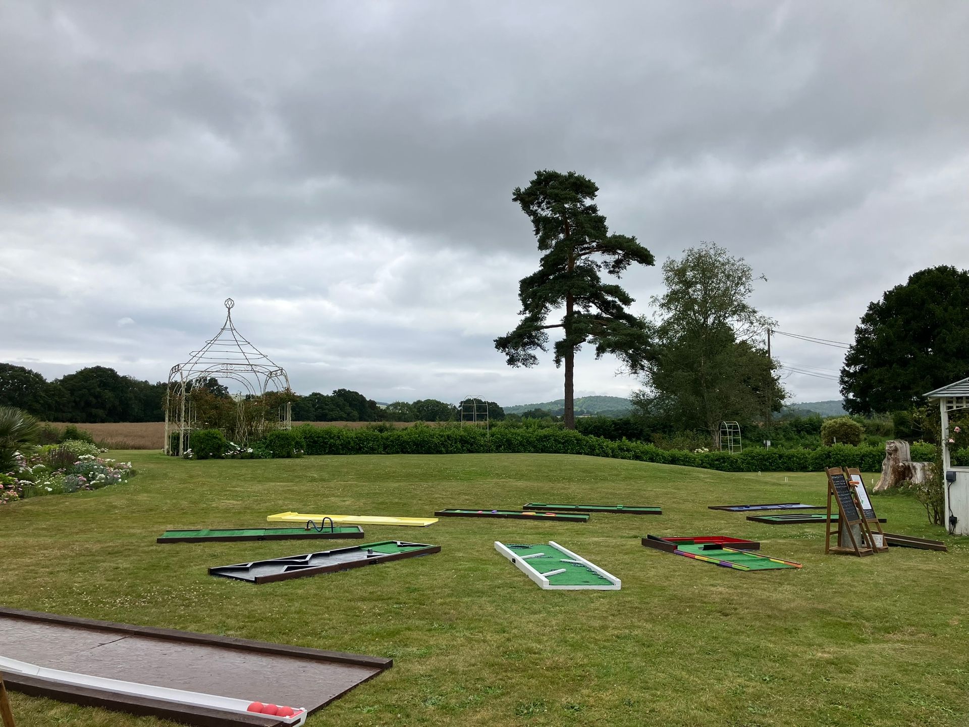 Crazy golf with other lawn games for a party