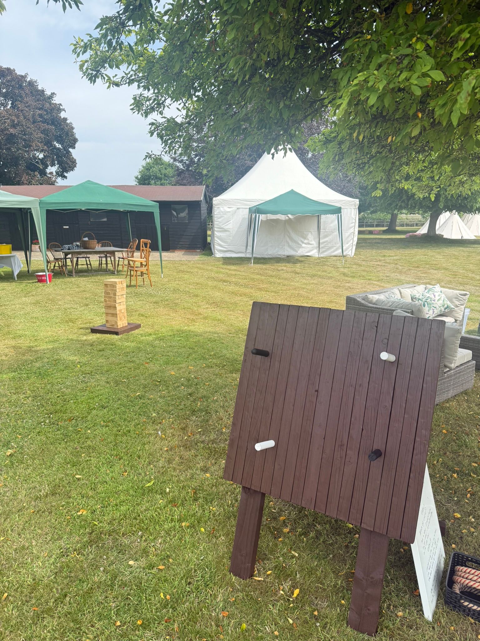 Lawn games set up on grass at a hotel in Hampshire