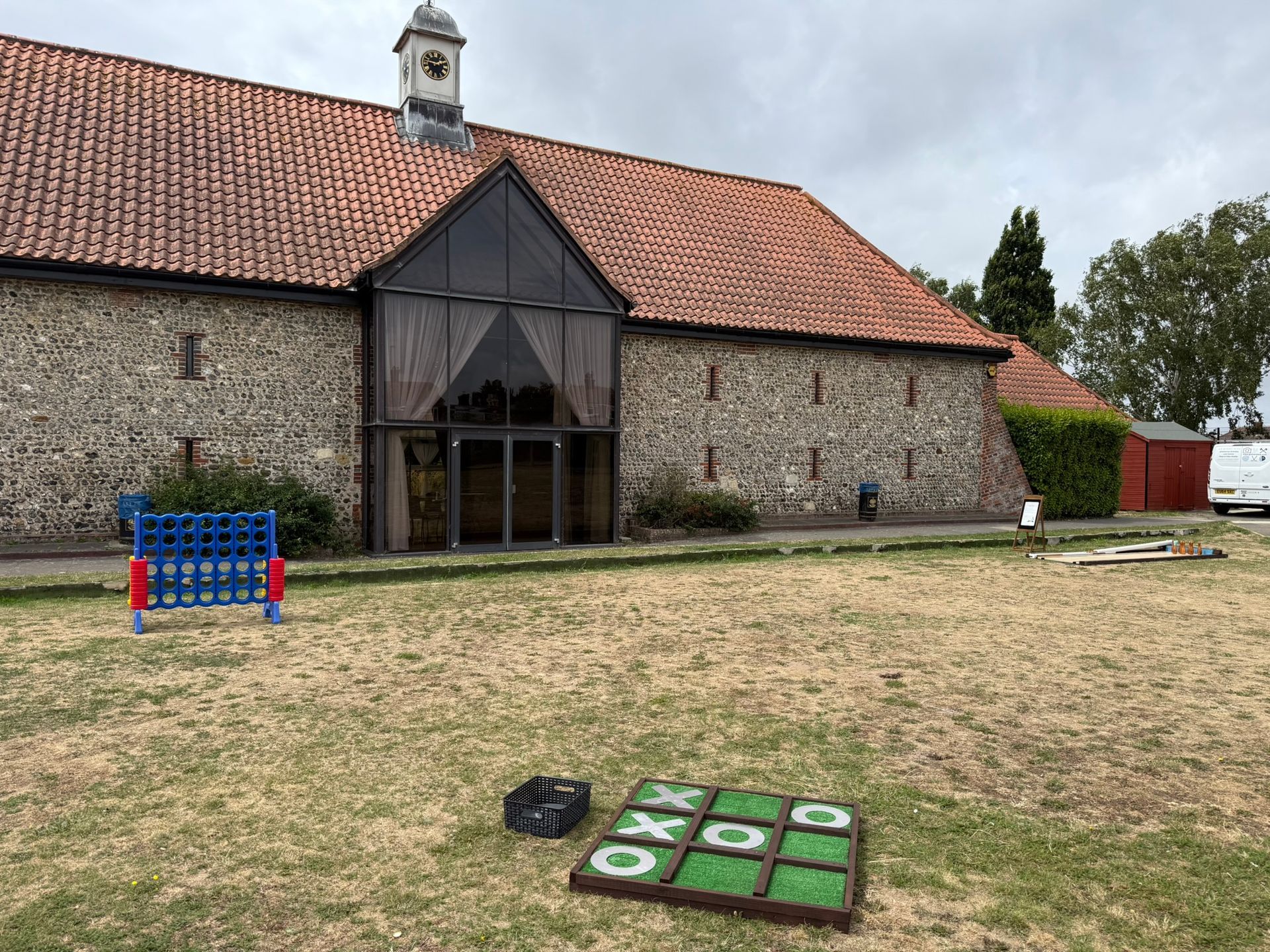 Lawn games set up on grass for a wedding in Hampshire