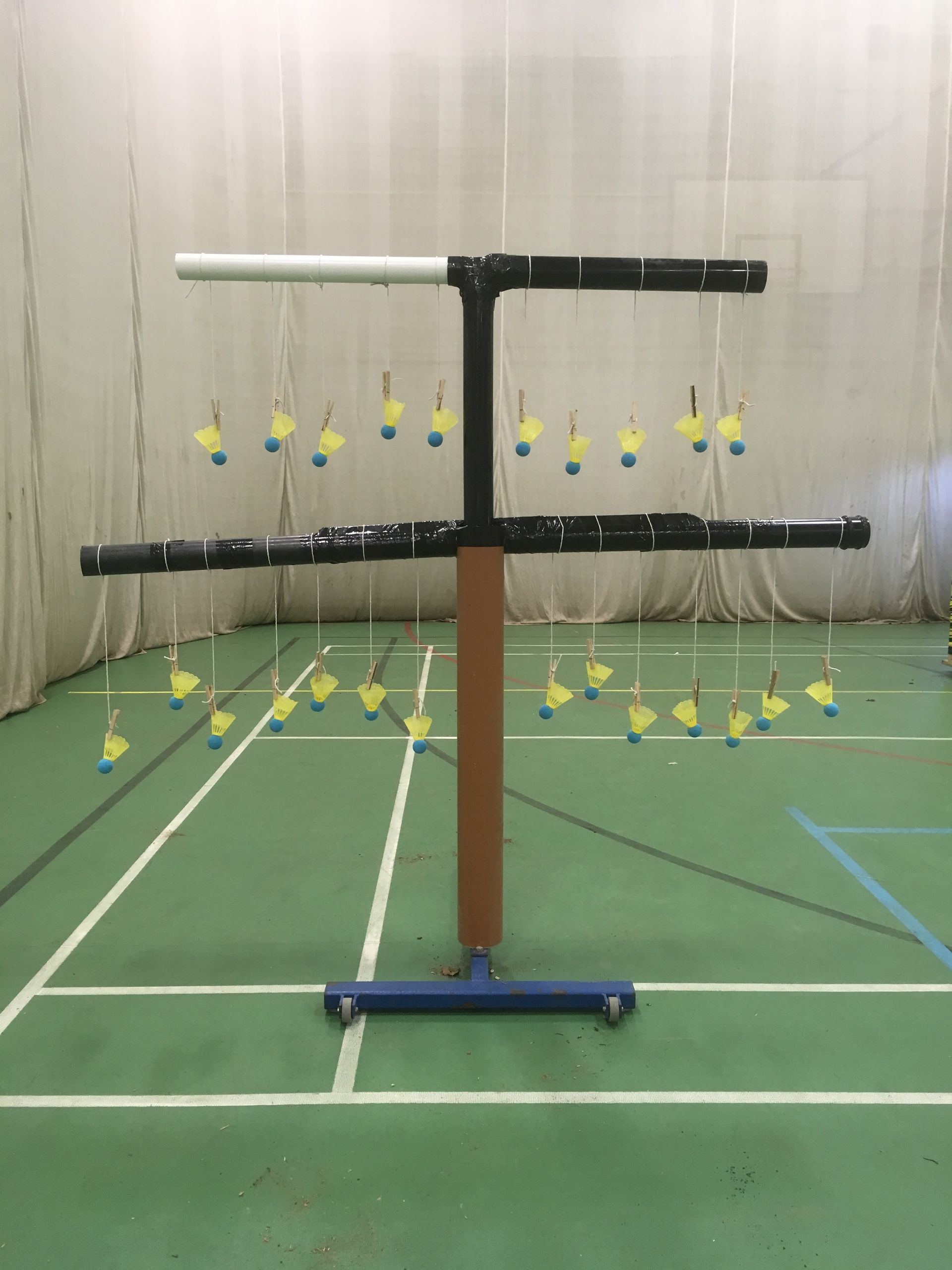 Field archery set up in a sports hall.