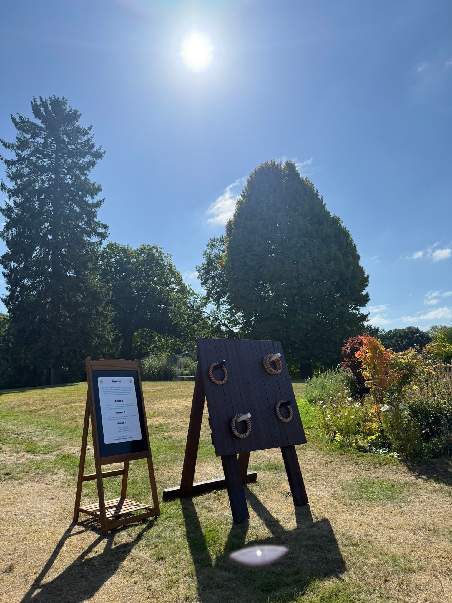 Lawn games set up on grass at a hotel in Hampshire