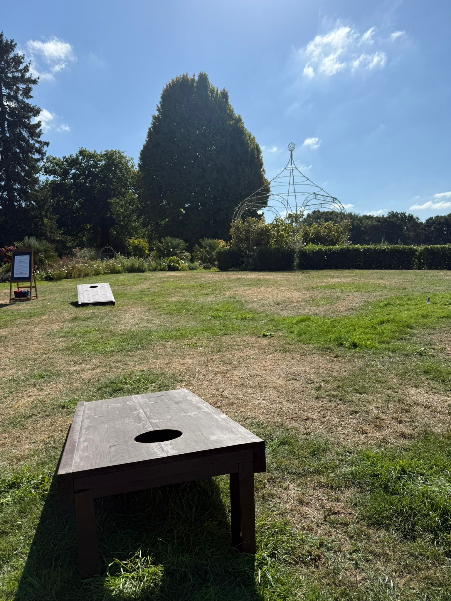 Lawn games set up on grass at a hotel in Hampshire