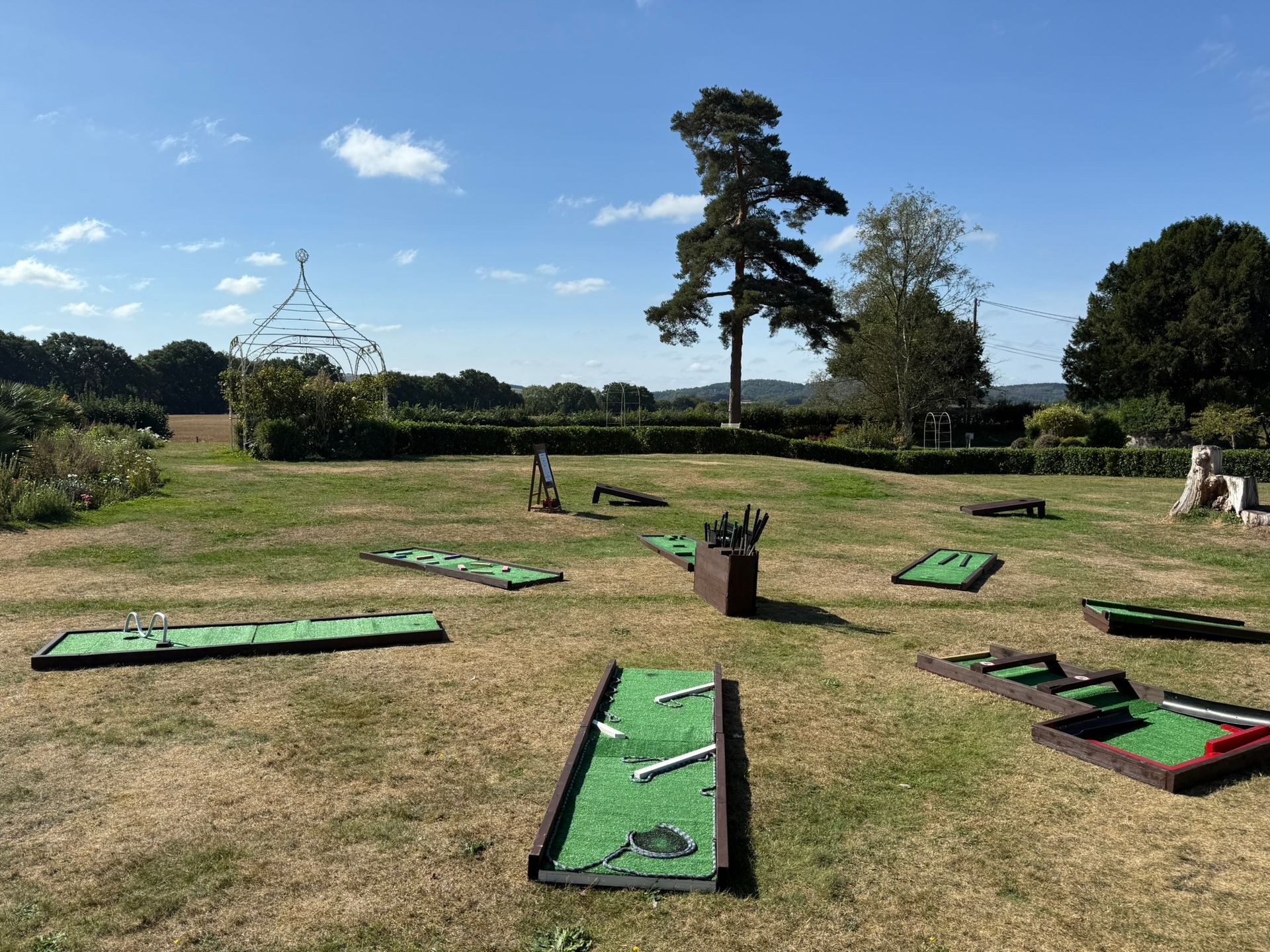 Lawn games set up on grass at a hotel in Hampshire