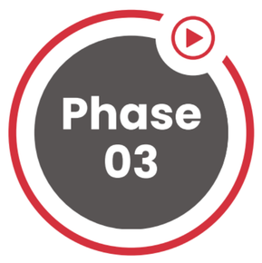 Phase 03 in a gray circle with a red border; a play button is in the top right.