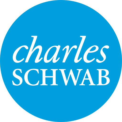 Charles Schwab logo in a blue circle with white text.