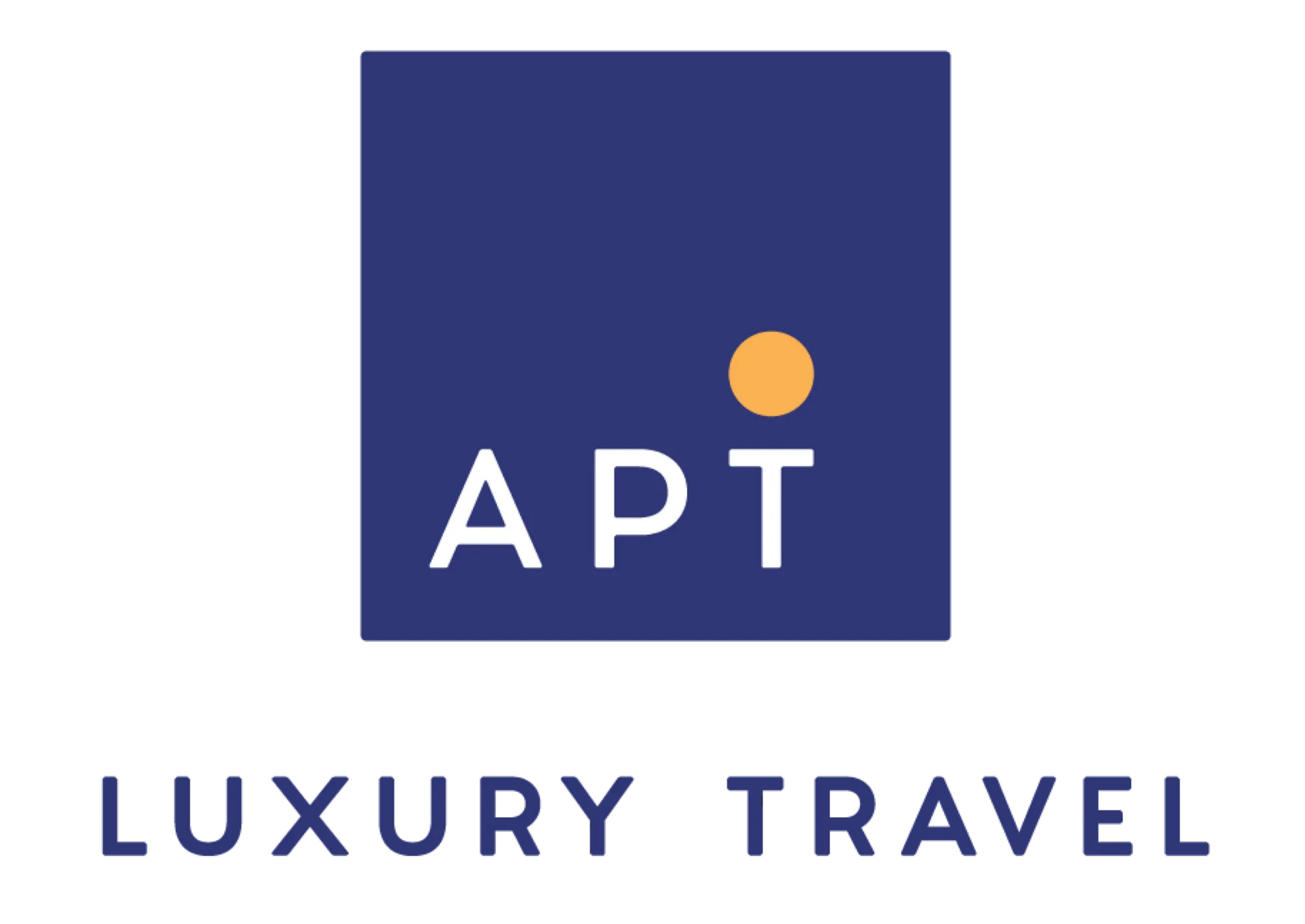 The logo for luxury travel is a blue square with a yellow circle in the middle.