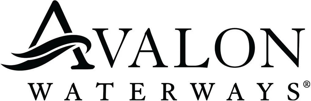 The avalon waterways logo is black and white on a white background.