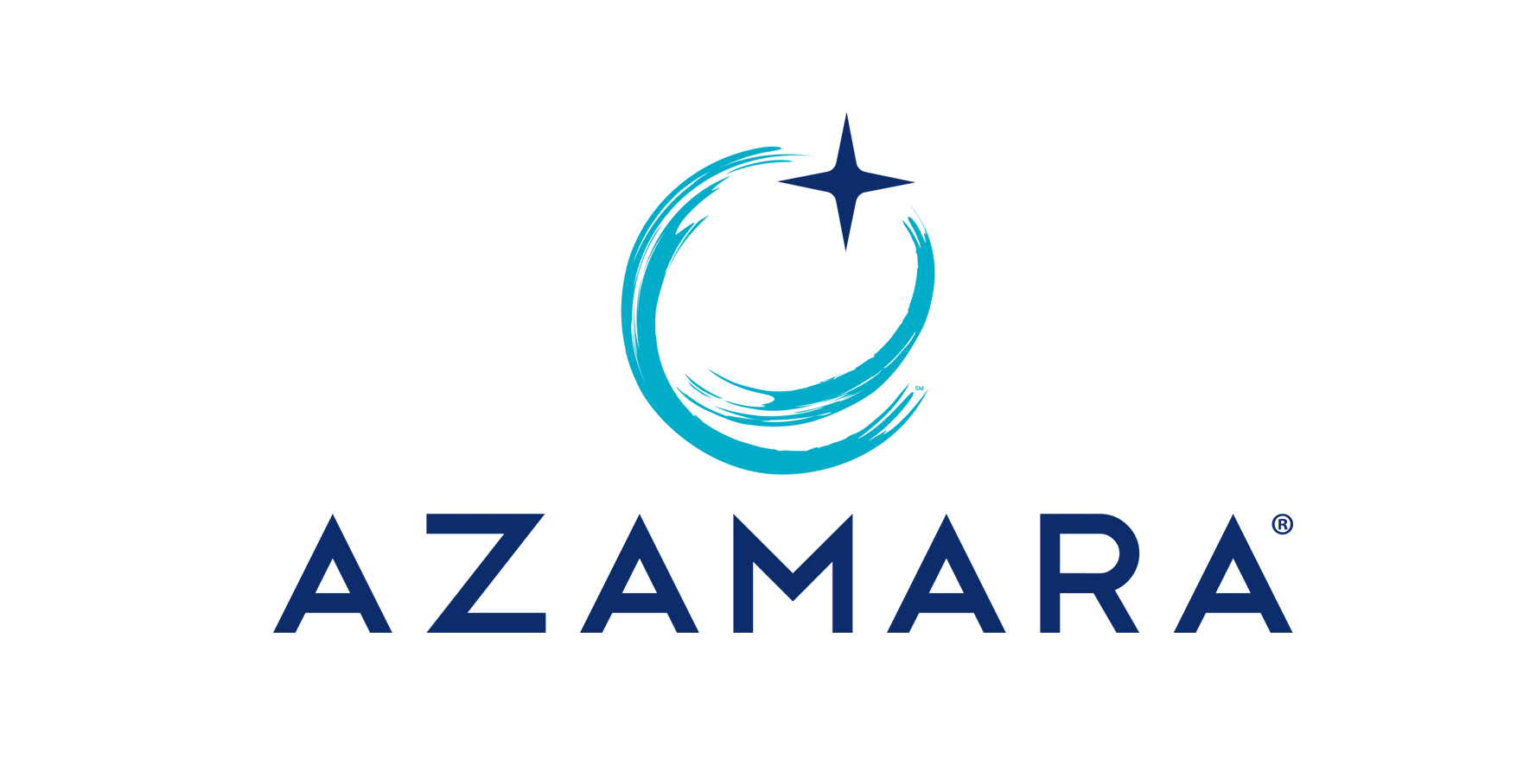 The azamara logo is a blue circle with a star in the middle.