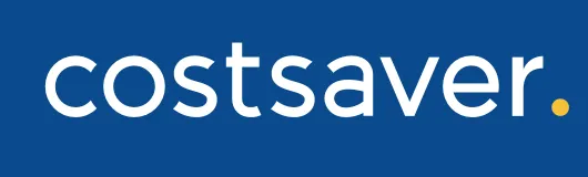 The costsaver logo is on a blue background