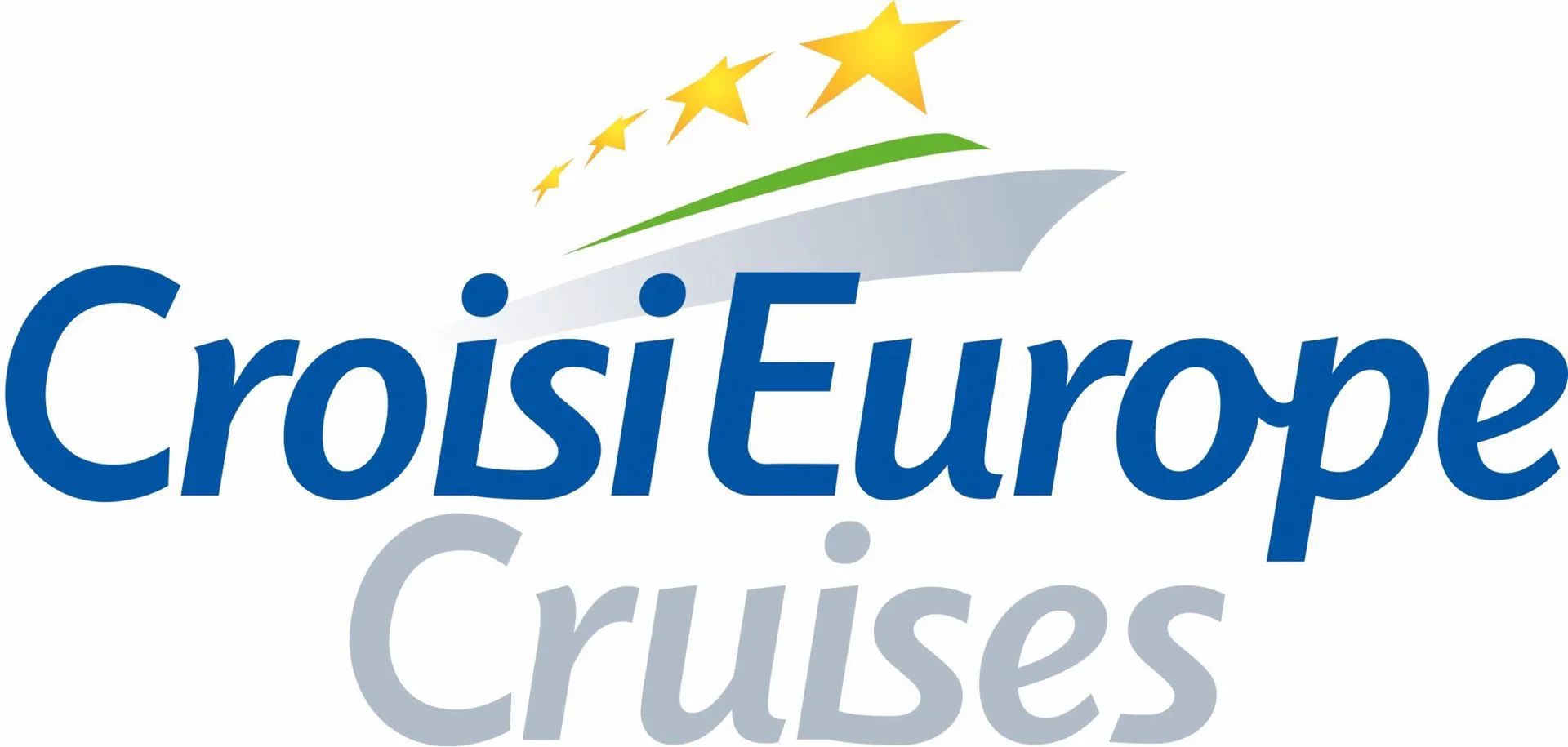 A logo for croisi europe cruises with a boat and stars