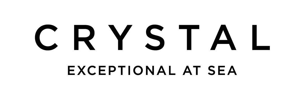 A black and white logo for crystal exceptional at sea