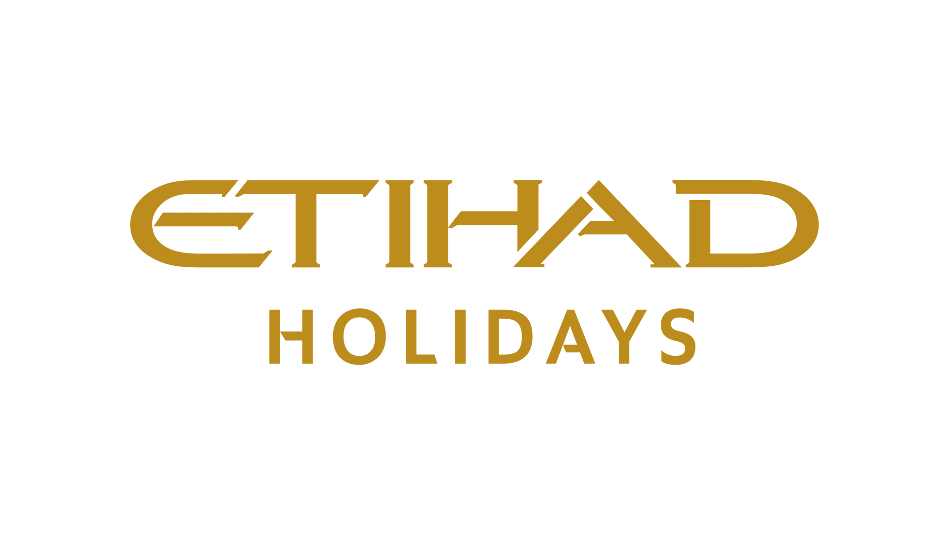 The logo for etihad holidays is a gold logo on a white background.