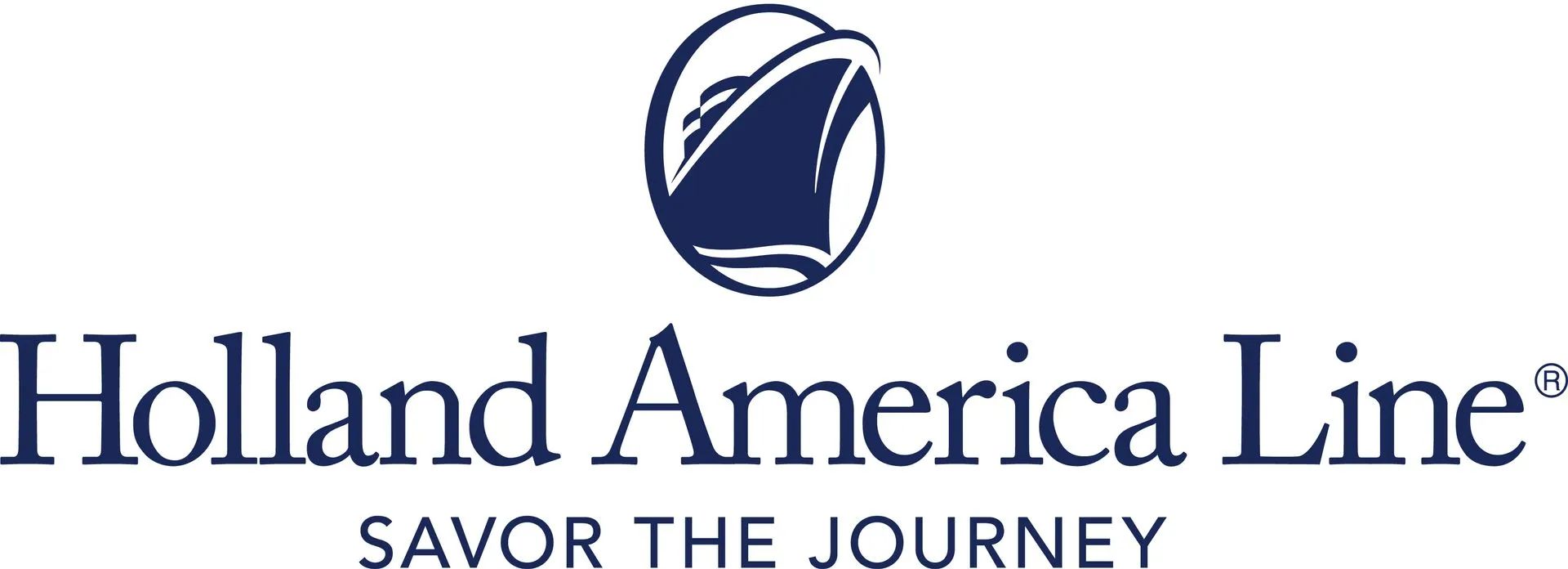 The logo for holland america line says savor the journey