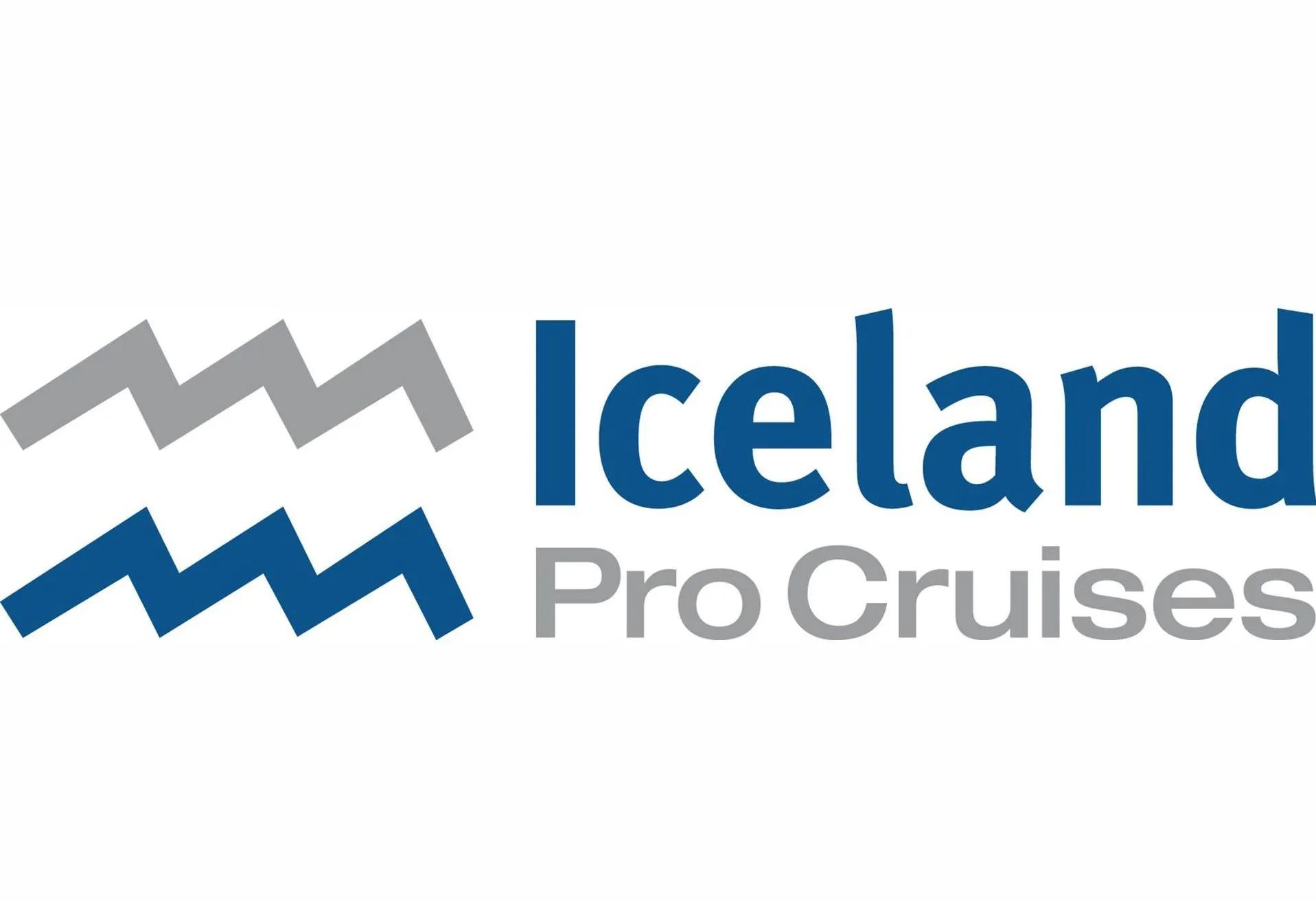 The logo for iceland pro cruises is blue and gray.