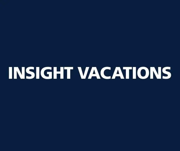 The logo for insight vacations is on a blue background.