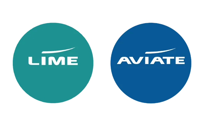 Lime and aviate logos on a white background