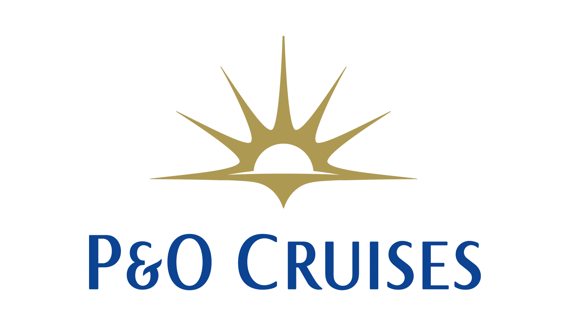 The logo for p & o cruises is a sun with rays coming out of it.