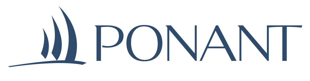 A logo for ponant with a sailboat on it