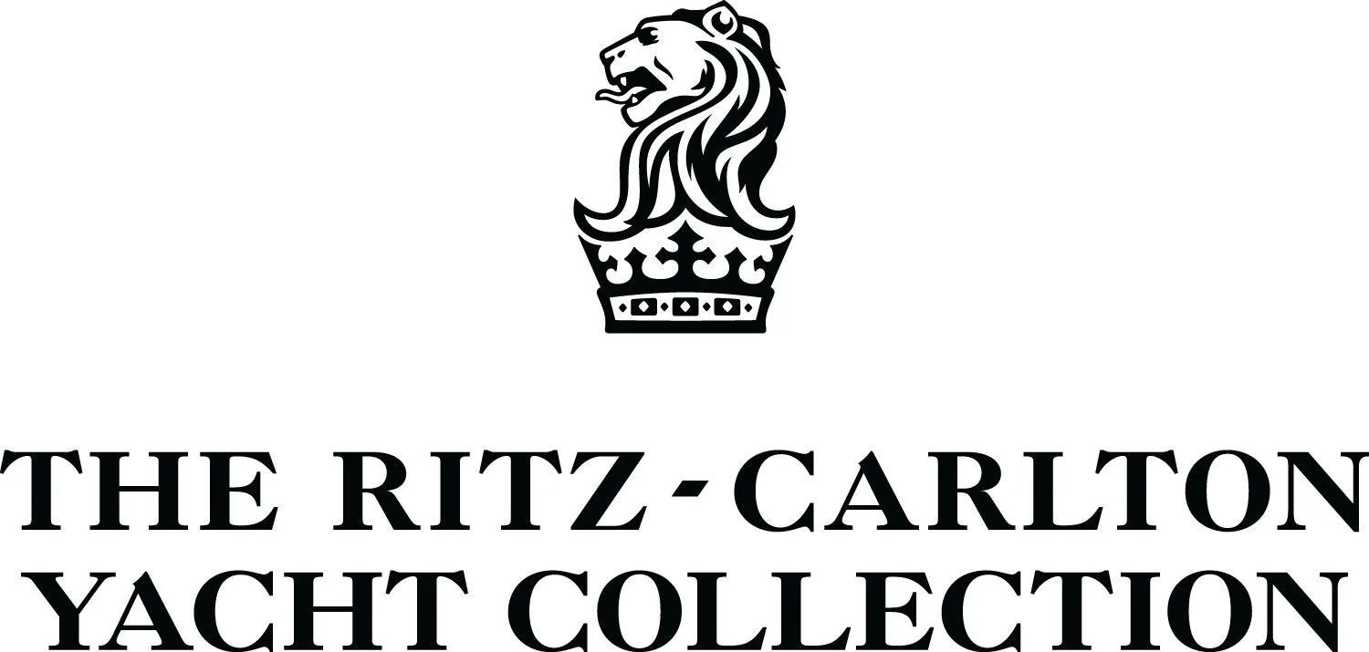 The logo for the ritz carlton yacht collection shows a lion with a crown on its head.