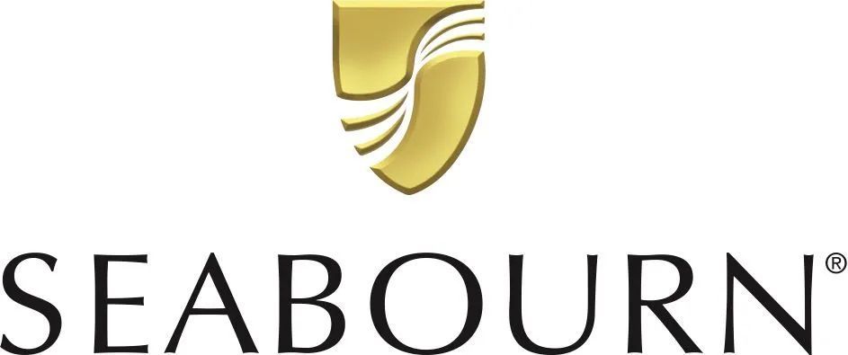 A logo for seabourn with a gold shield on a white background.