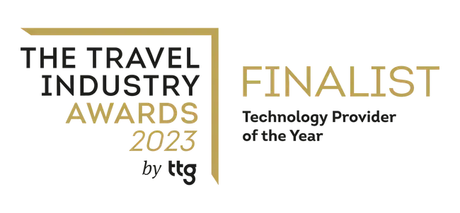 A logo for the travel industry awards , a technology provider of the year.