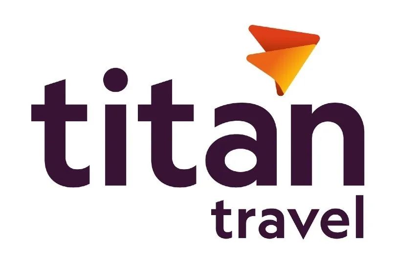 The titan travel logo has a plane on it.