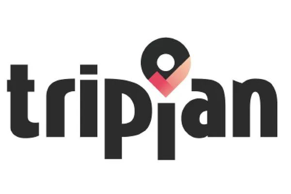 A tripian logo with a red pin in the middle