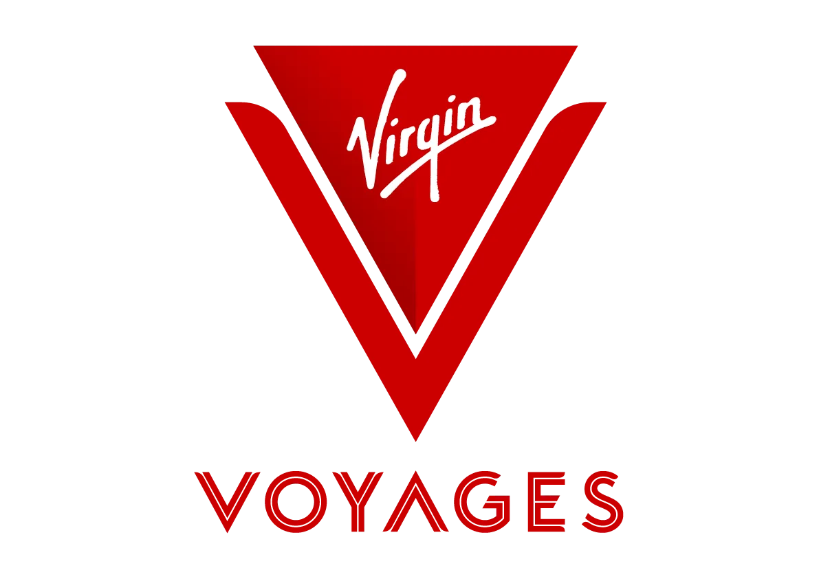 A virgin voyages logo on a white background