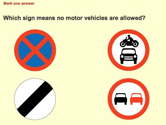 Motorcycle theory test