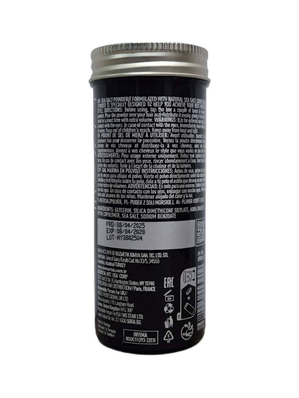 Immortal NYC - Chaos sea salt Powder Volumizing & Styling – Efecto Sea Salt  20 g