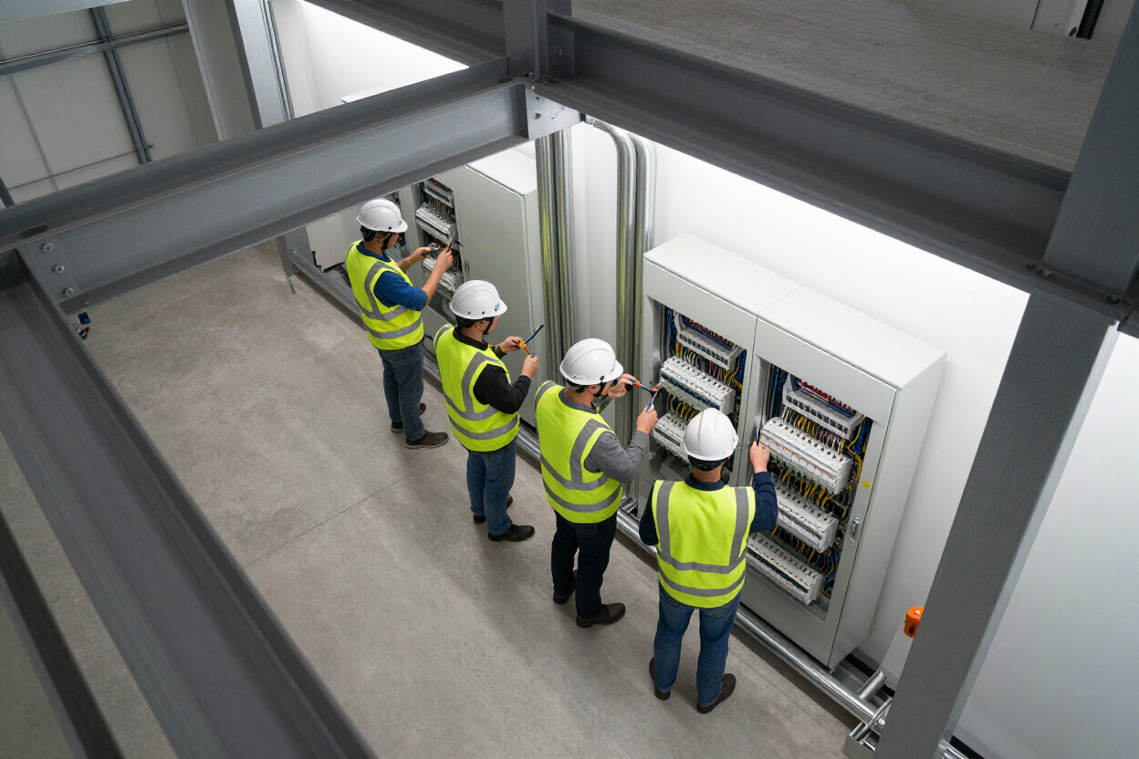 Equipo técnico de Constructora Niyaro S.A.C. en instalación industrial