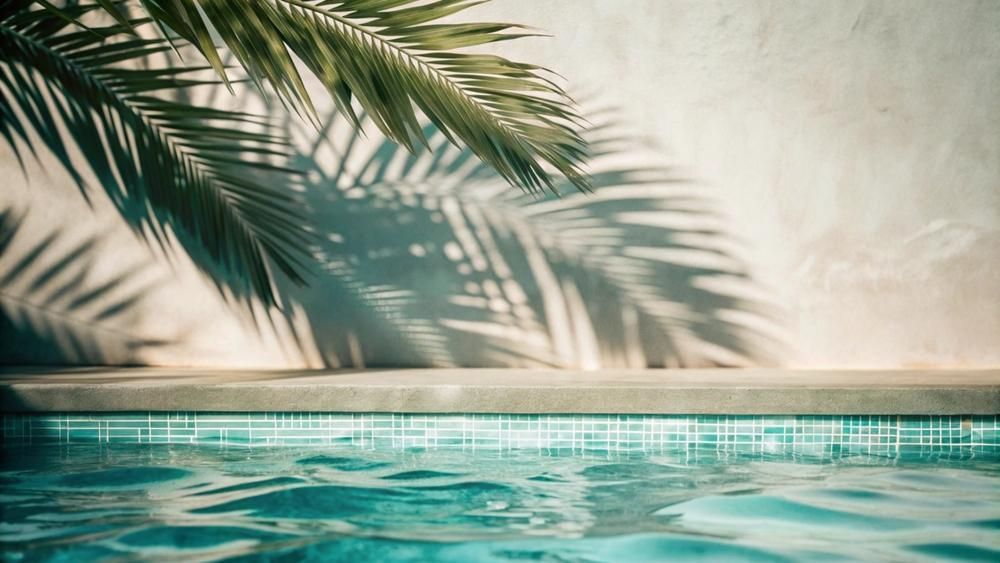 A Swimming Pool With A Palm Tree Shadow On The Wall — All Bright Pool Care In Laurieton, NSW