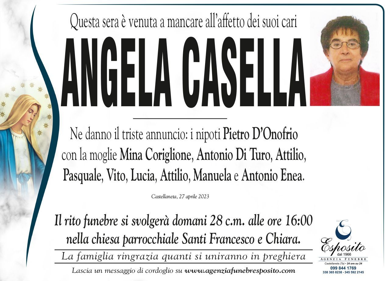 necrologio Angela Casella