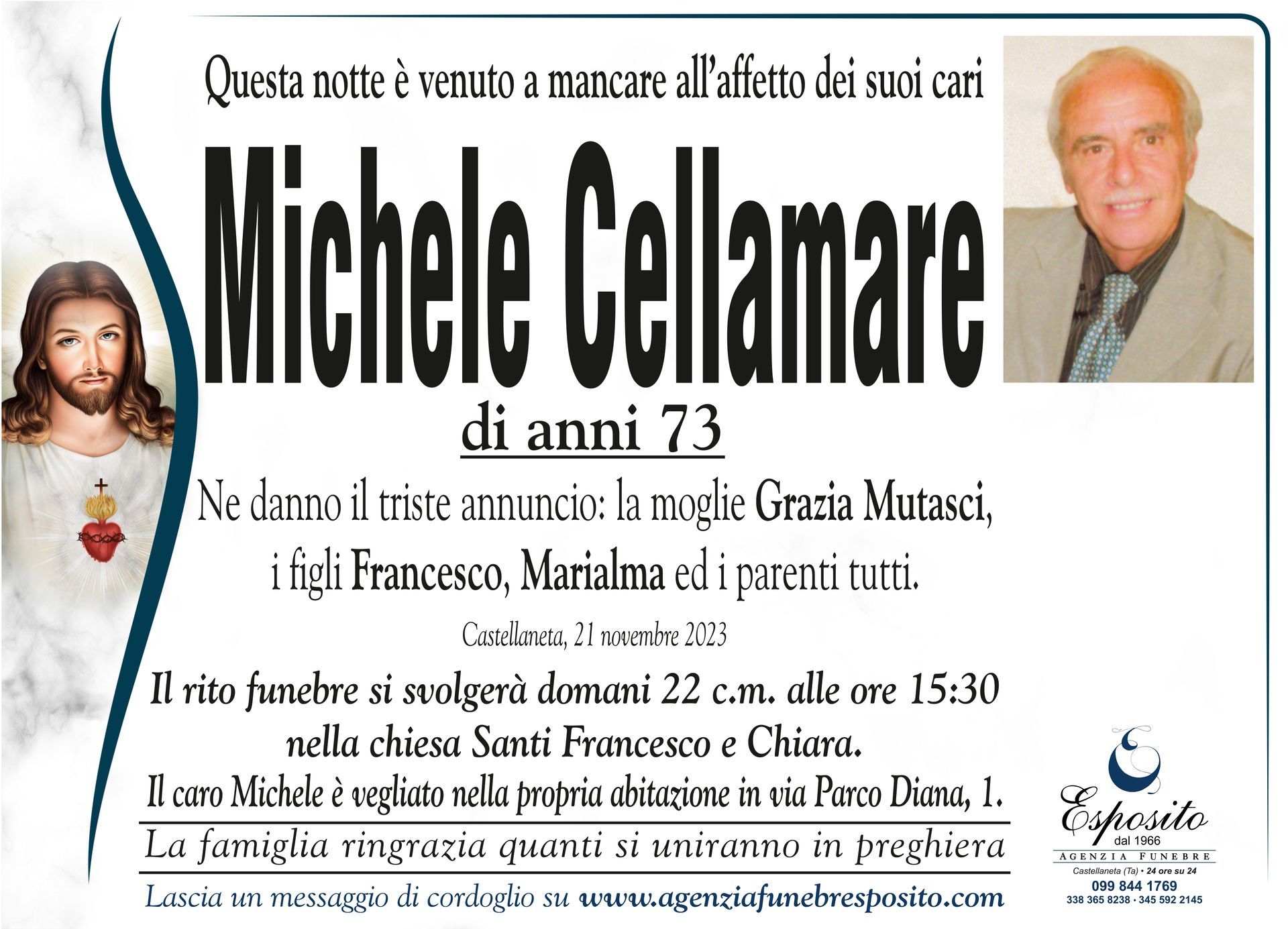 necrologio Michele Cellamare