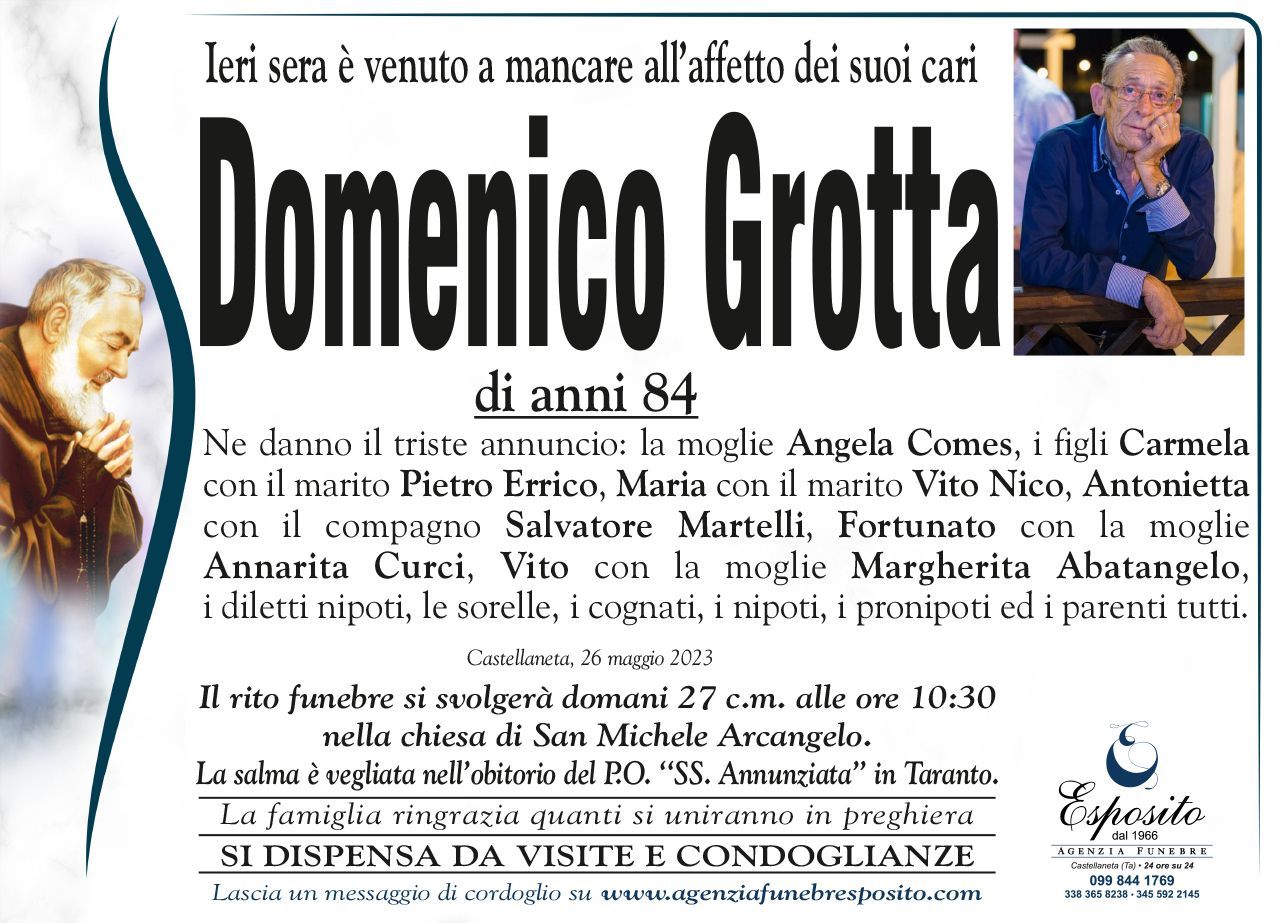necrologio Domenico Grotta