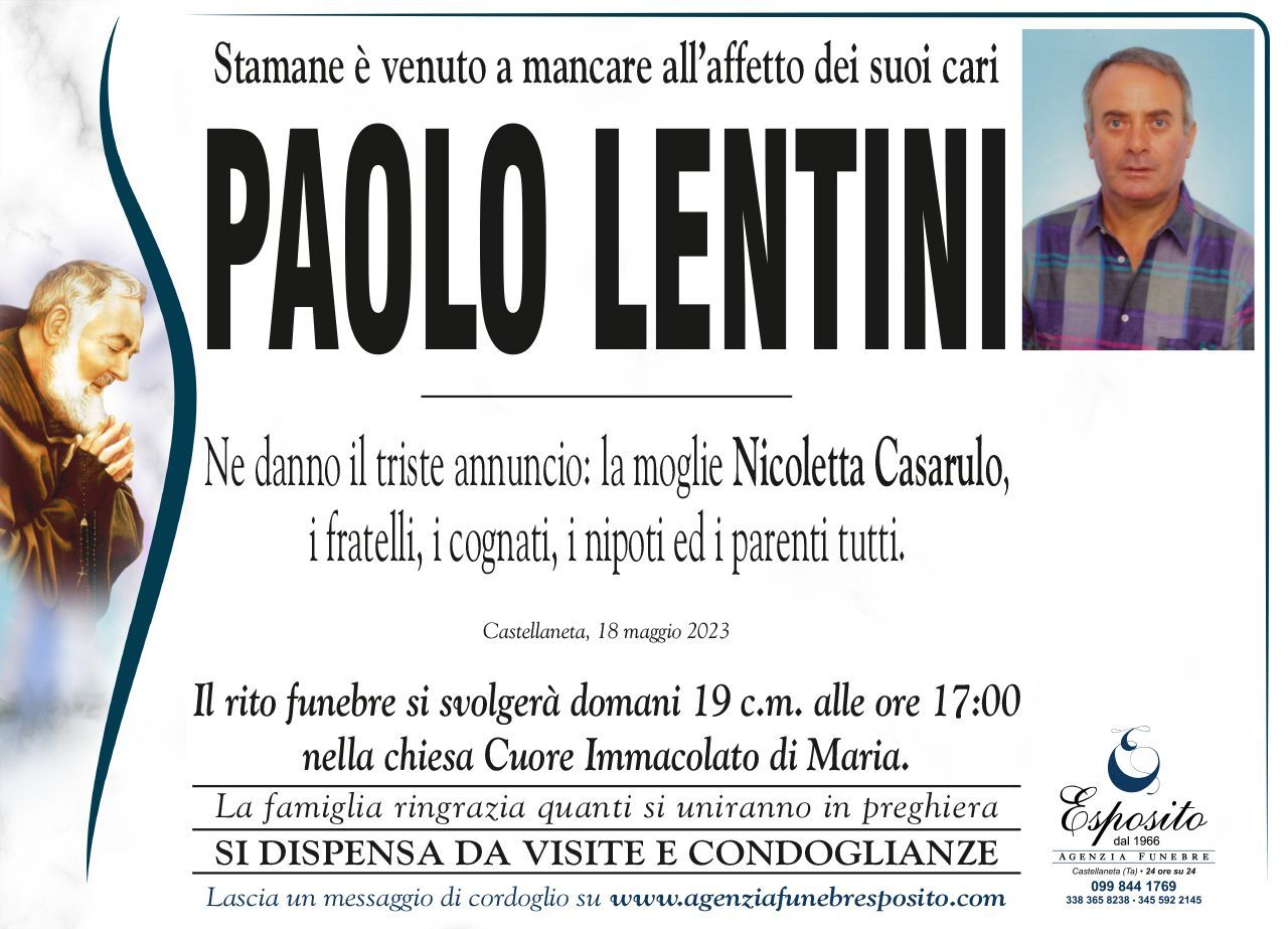 necrologio Paolo Lentini