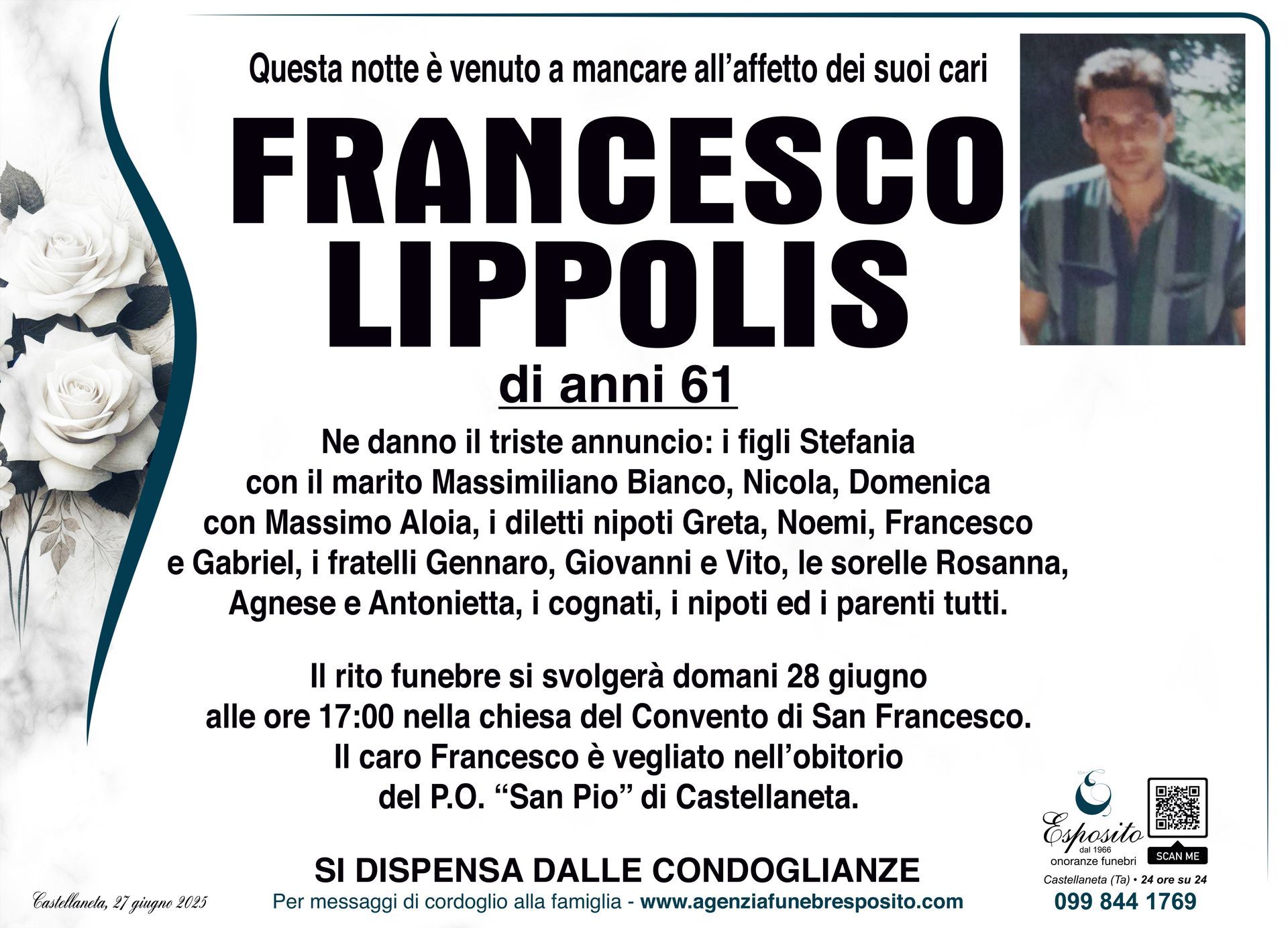 necrologio Francesco Lippolis