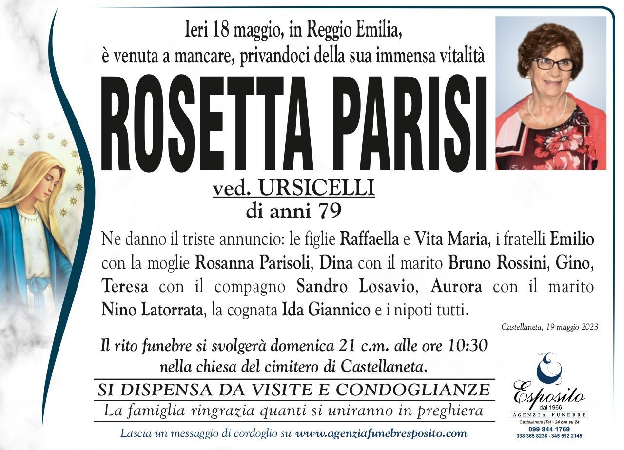 necrologio Rosetta Parisi
