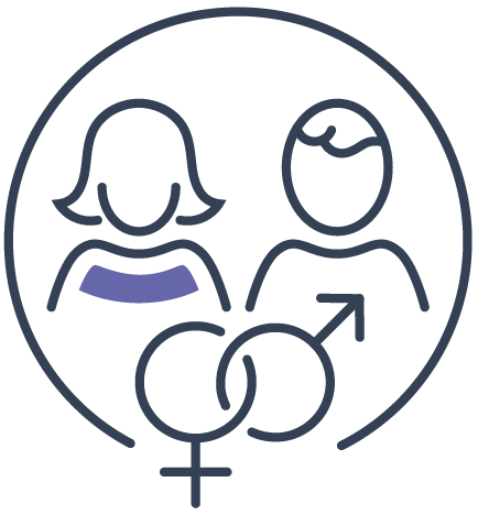 A man and a woman are standing next to each other in a circle.