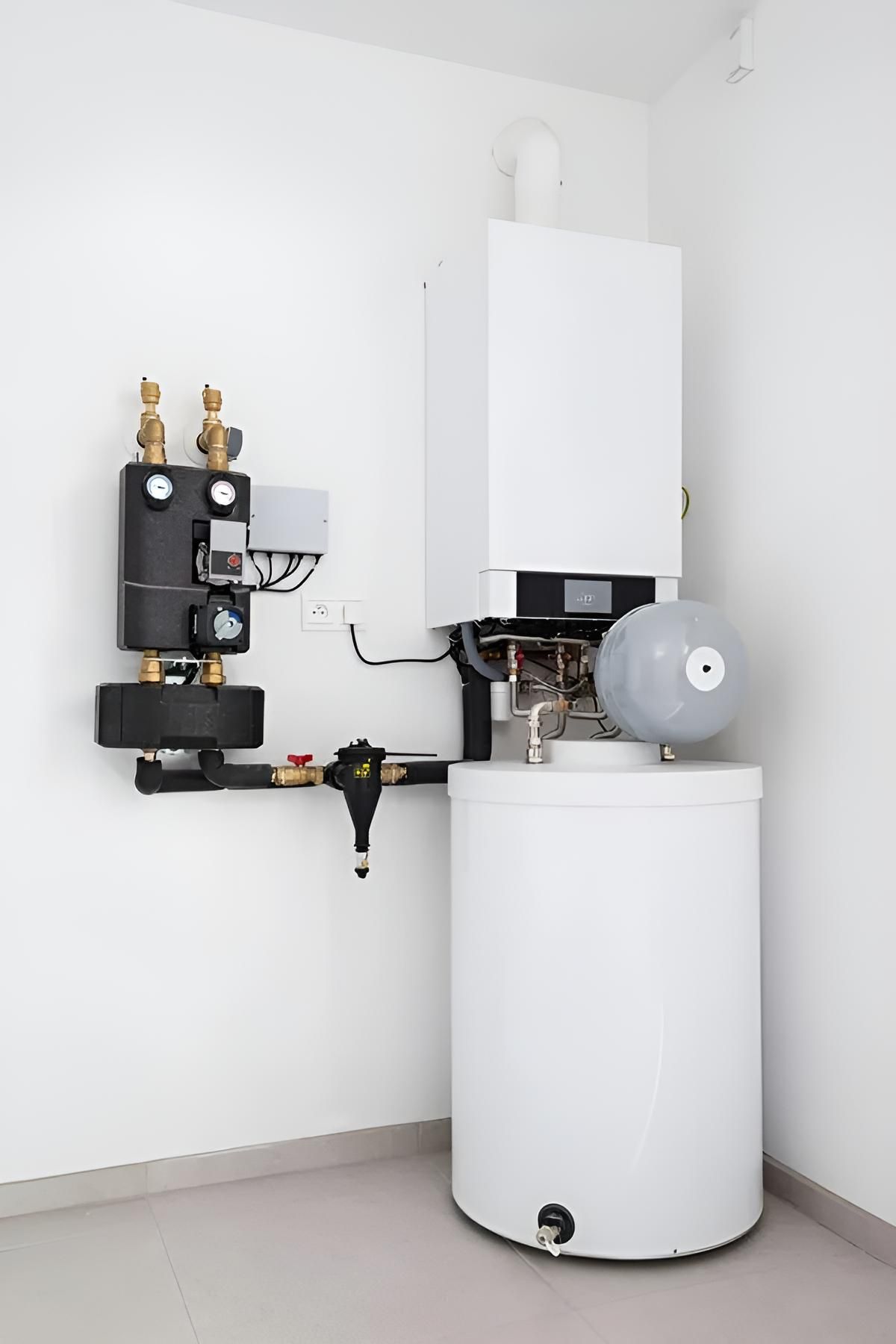 White Boiler is in White Water Heater in a Room — Wet & Dry Plumbing & Gas in Westbrook, QLD
