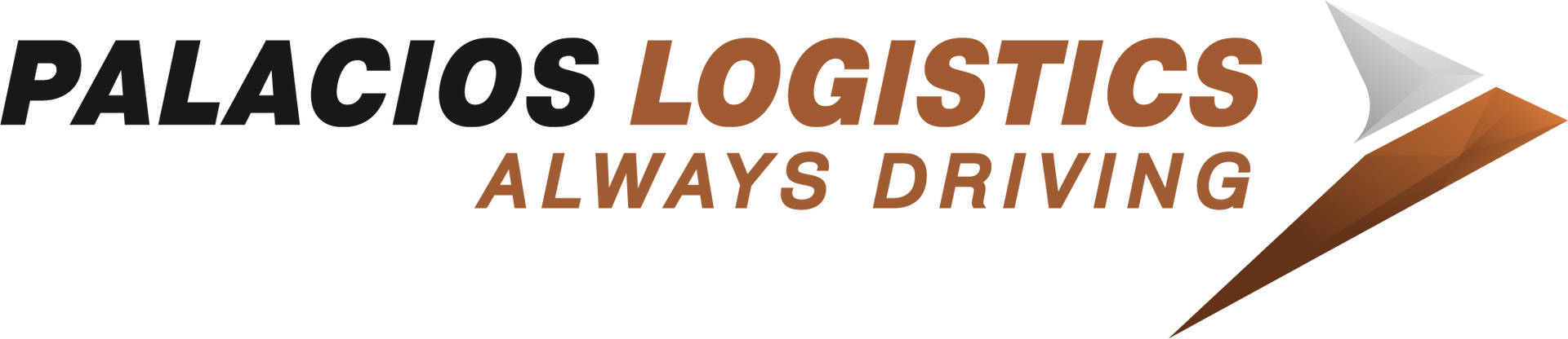 A logo for palacios logistics always driving