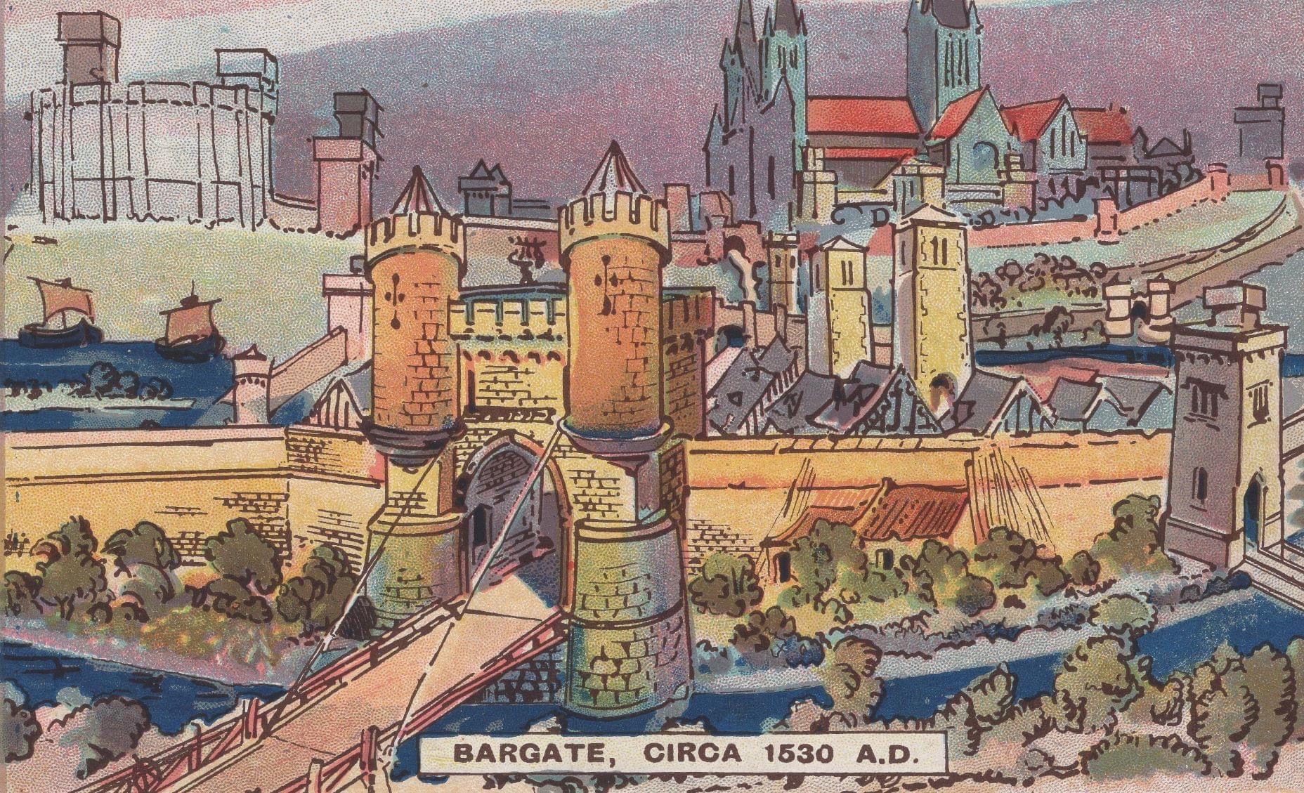 A drawing of bargate circa 1630 ad