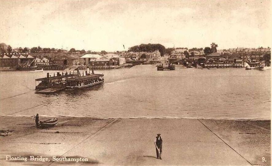 A black and white photo of a floating bridge
