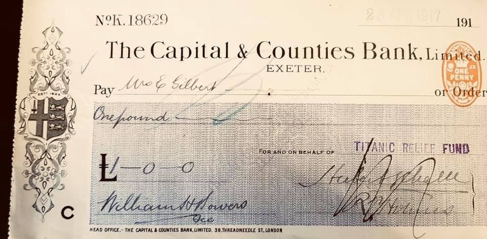 An old check from the capital & counties bank