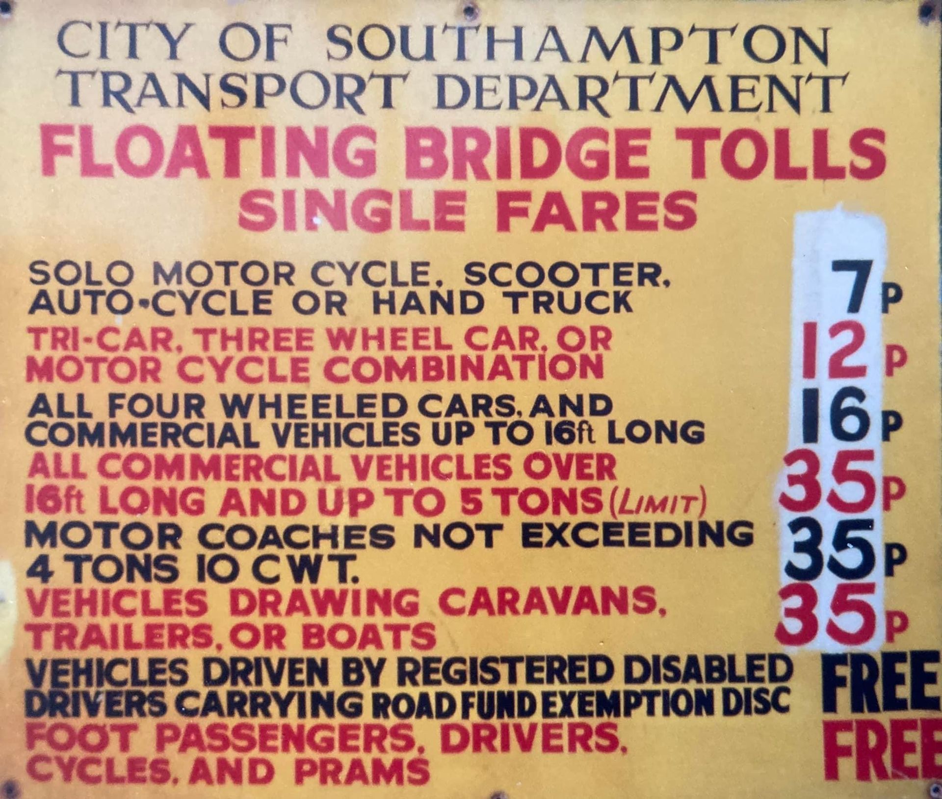 A sign for the city of southampton transport department