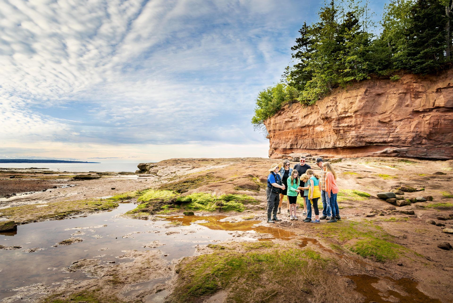 Woman guiding a captivating tour on the ocean floor at Burntcoat Head Park