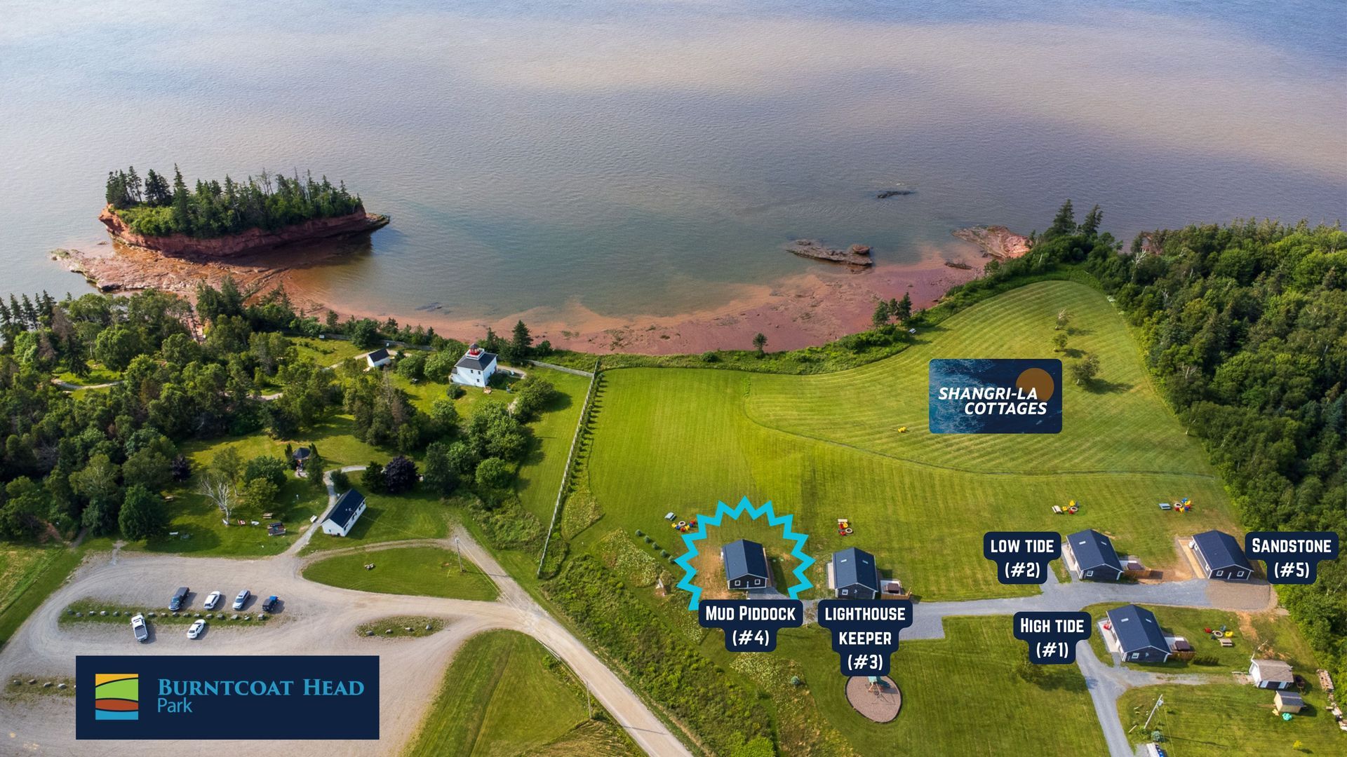 Property Map Burntcoat head park on the left side, and Shangri-La Cottages to the right