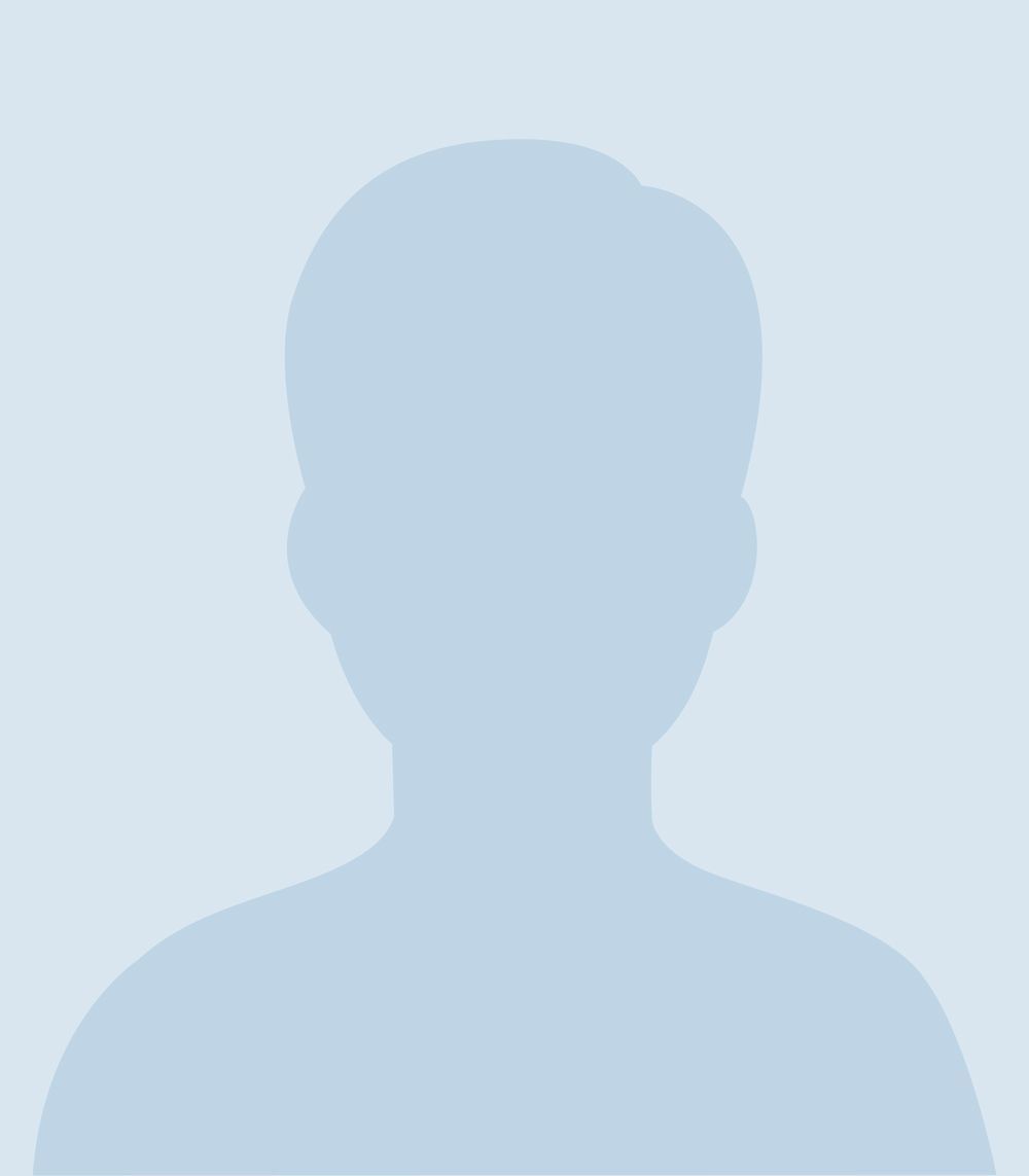 Light blue silhouette of a person, facing forward, from the chest up.