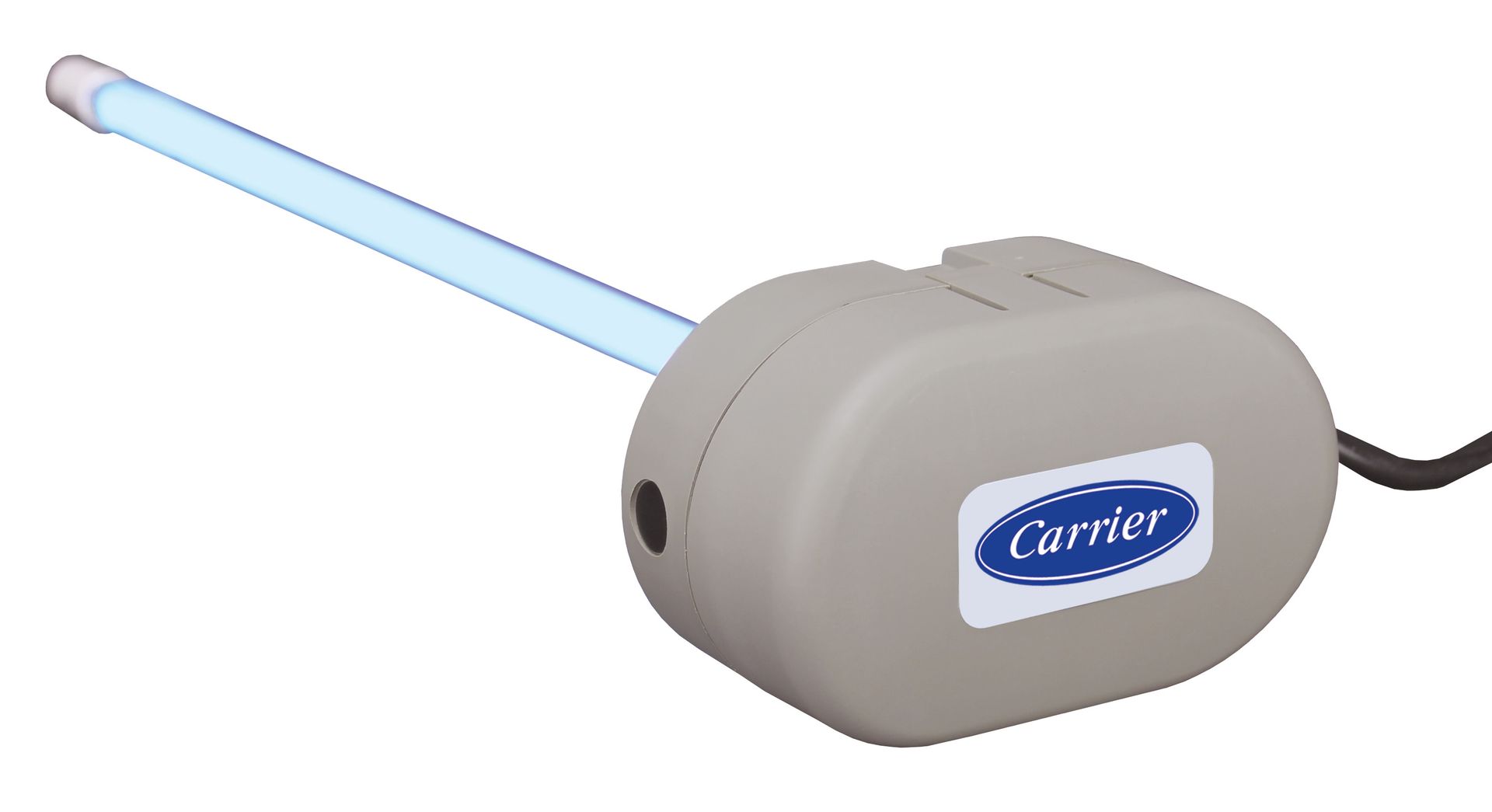 a carrier device with a blue light coming out of it