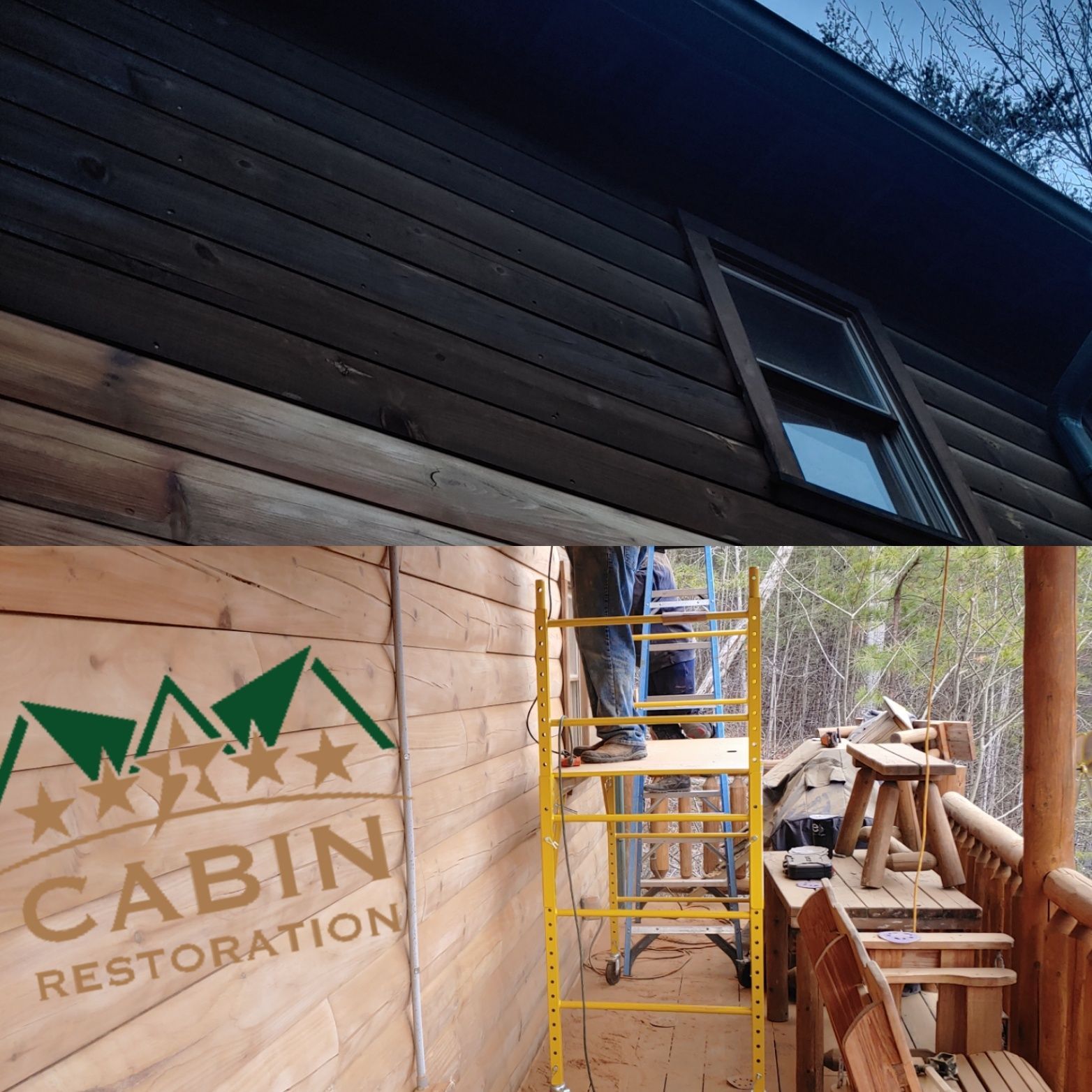 Cabin siding restoration.